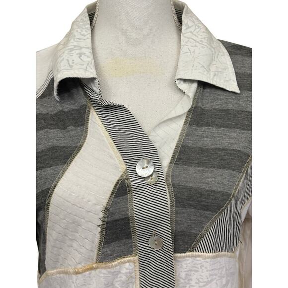 Parsley & Sage top, gray/white, small, patchwork, artsy, upcycled inspired - Picture 4 of 6